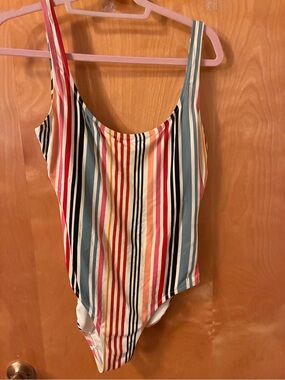 Madewell Multicolor Vertical Stripe One-Piece Swimsuit Sz M